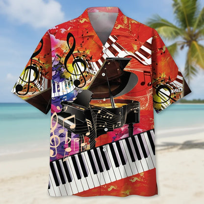 Vintage Piano Art Hawaiian Shirt, custom shirt gift for men