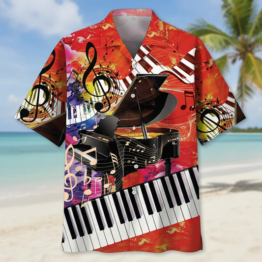 Vintage Piano Art Hawaiian Shirt, custom shirt gift for men