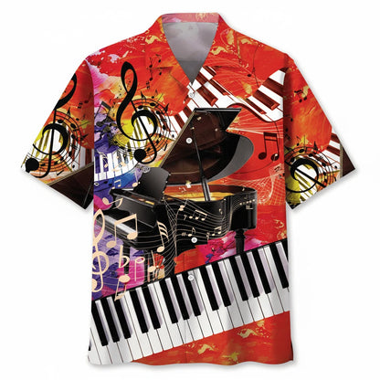Vintage Piano Art Hawaiian Shirt, custom shirt gift for men (view 2)