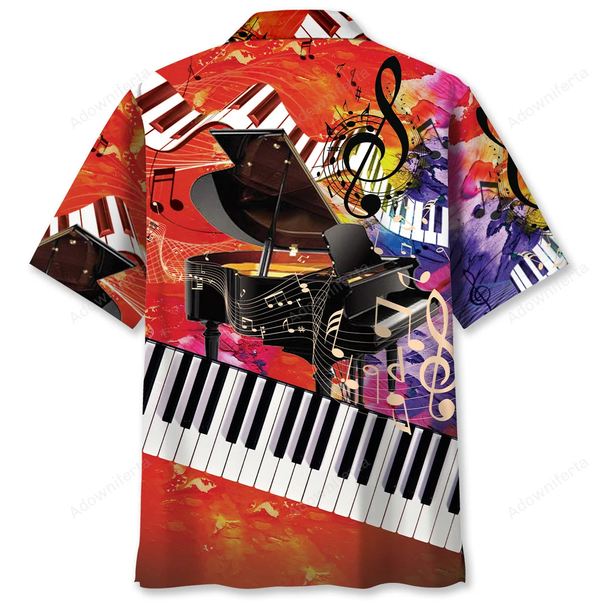 Vintage Piano Art Hawaiian Shirt, custom shirt gift for men (view 3)