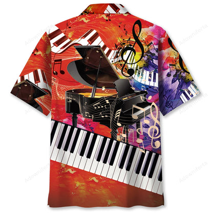 Vintage Piano Art Hawaiian Shirt, custom shirt gift for men (view 3)