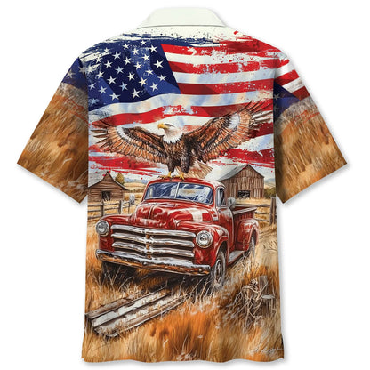 Vintage Red Pick Up Truck Hawaiian Shirt, custom shirt gift for men (view 2)