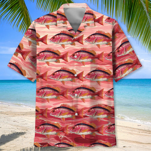 Vintage Red Snapper Fish Hawaiian Shirt, custom shirt gift for men