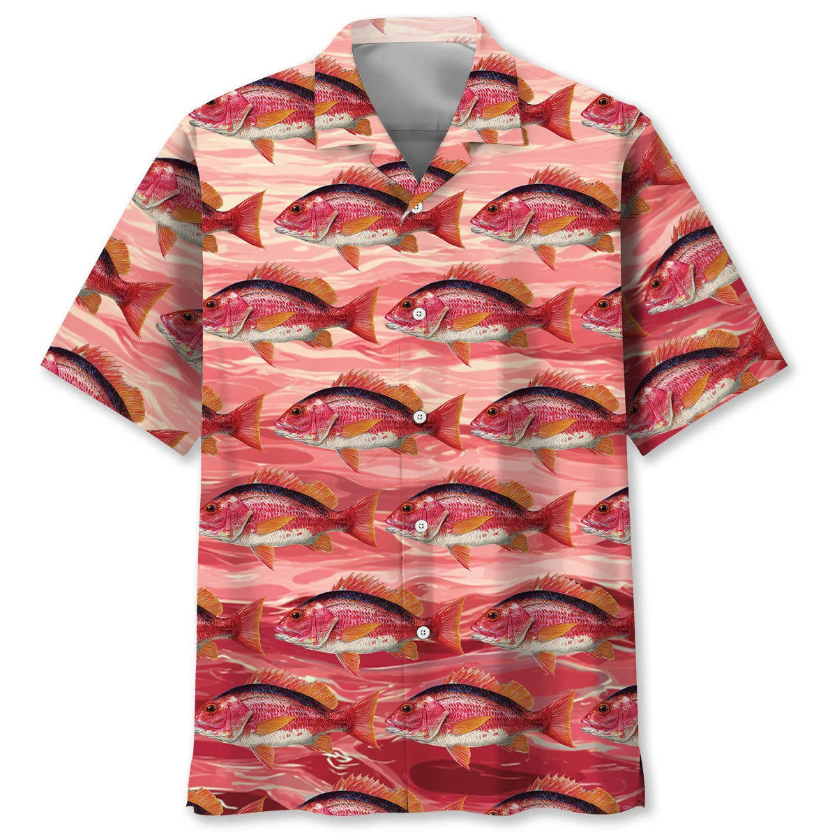 Vintage Red Snapper Fish Hawaiian Shirt, custom shirt gift for men (view 4)