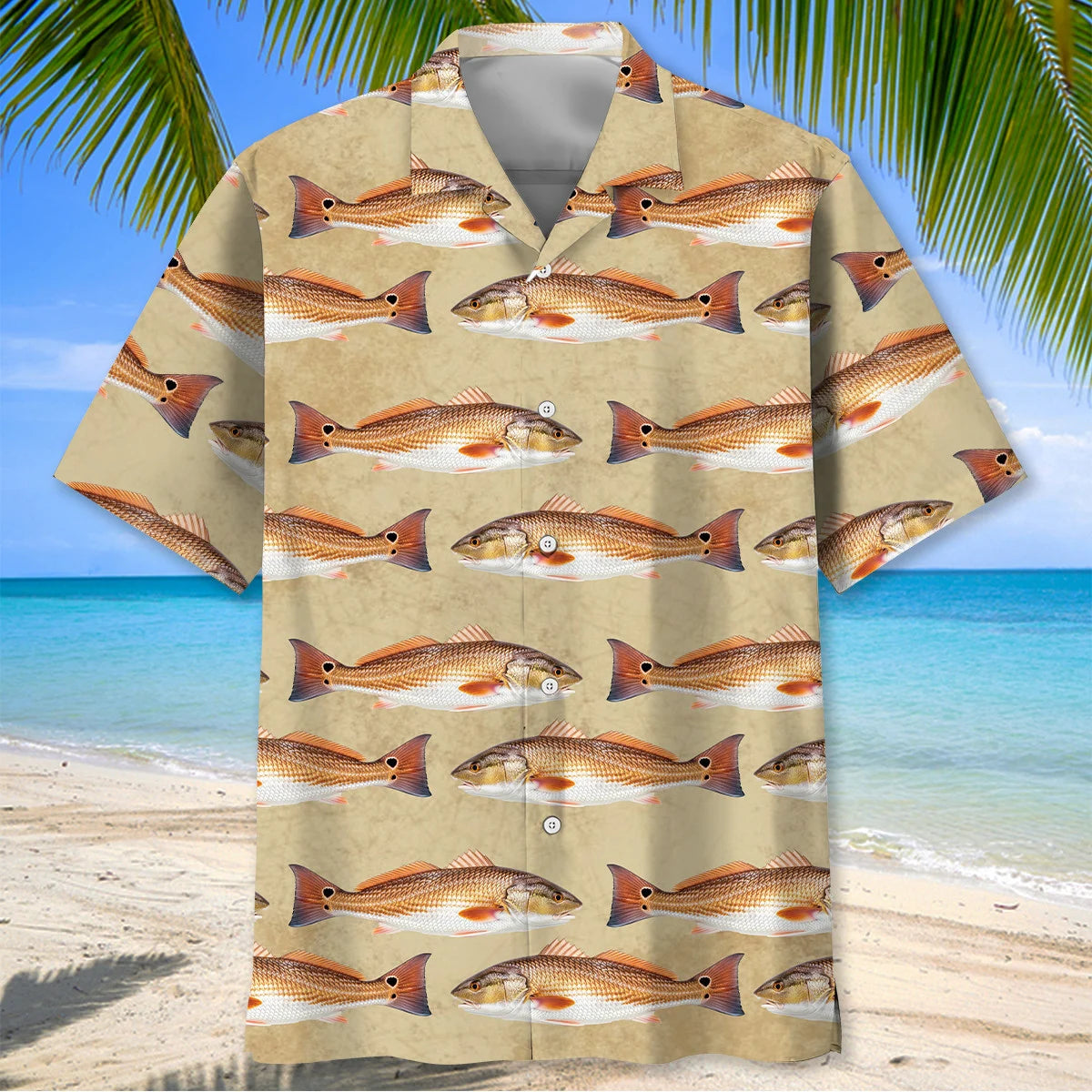 Vintage Redfish Hawaiian Shirt, custom shirt gift for men (view 2)