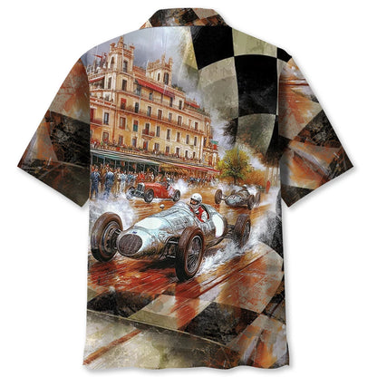 Vintage Road Racing European Hawaiian Shirt, custom shirt gift for men (view 2)