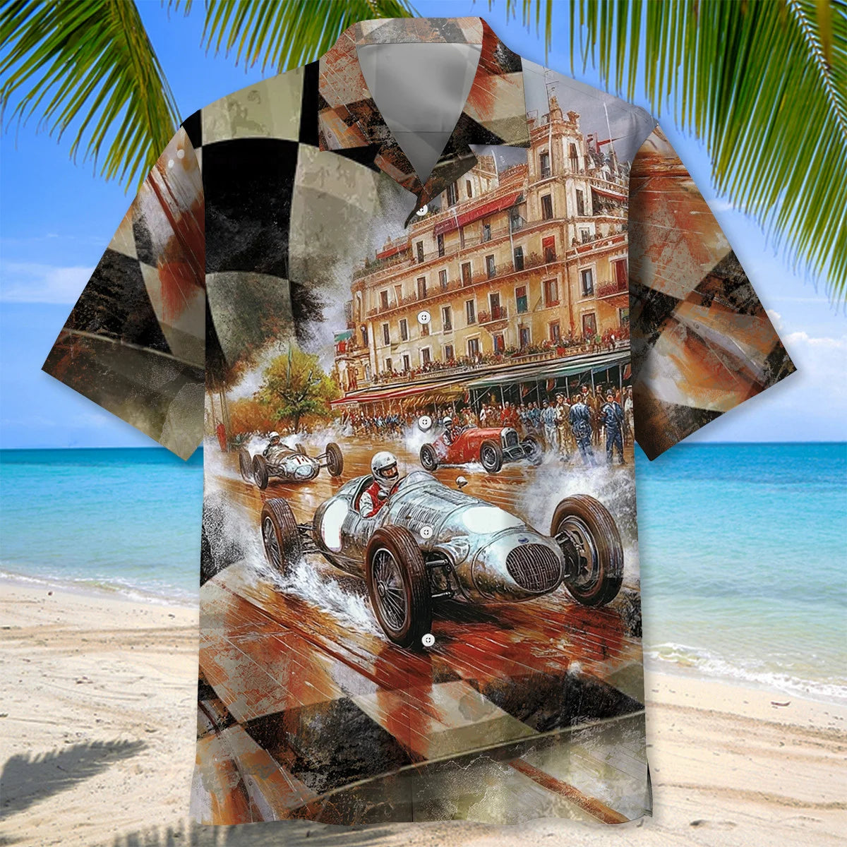 Vintage Road Racing European Hawaiian Shirt, custom shirt gift for men (view 3)
