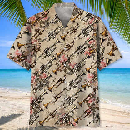 Vintage Rose Trumpet Hawaiian Shirt, custom shirt gift for men