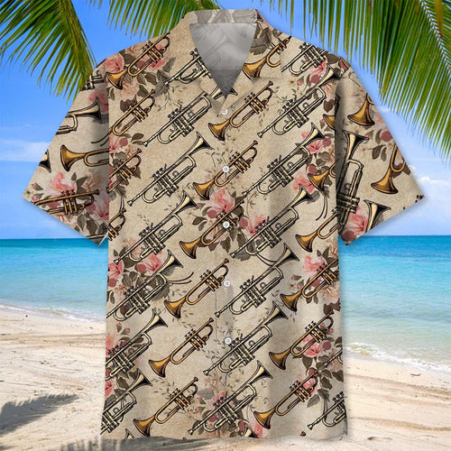Vintage Rose Trumpet Hawaiian Shirt, custom shirt gift for men
