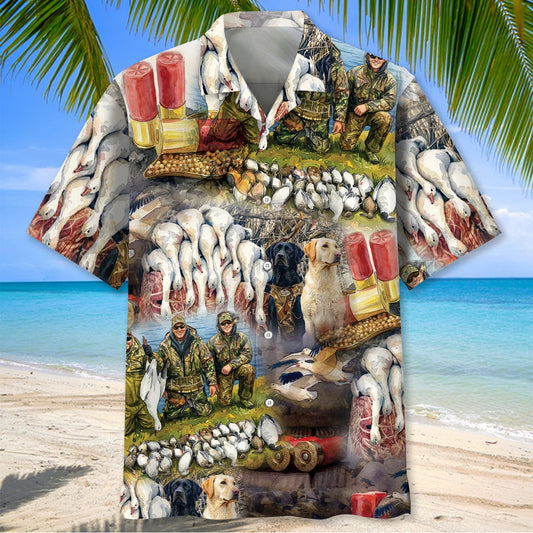 Vintage Ross Goose Hunting Hawaiian Shirt, custom shirt gift for men