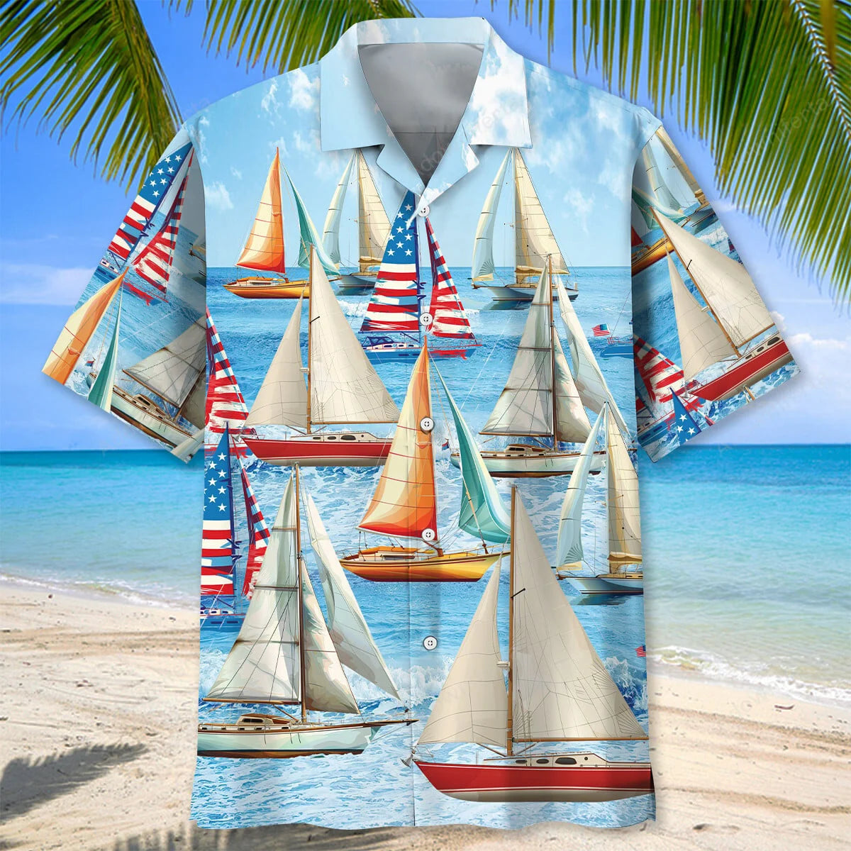 Vintage Sailboat Hawaiian Shirt, custom shirt gift for men