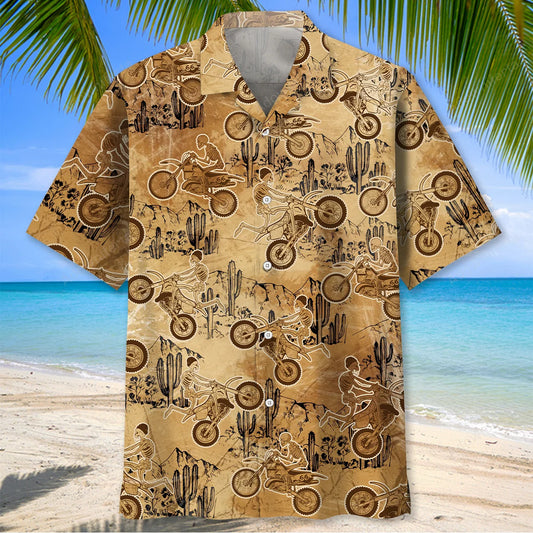 Vintage Skull Motocross Hawaiian Shirt, custom shirt gift for men
