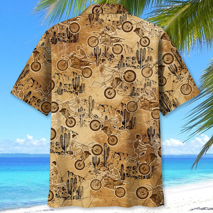 Vintage Skull Motocross Hawaiian Shirt, custom shirt gift for men (view 3)