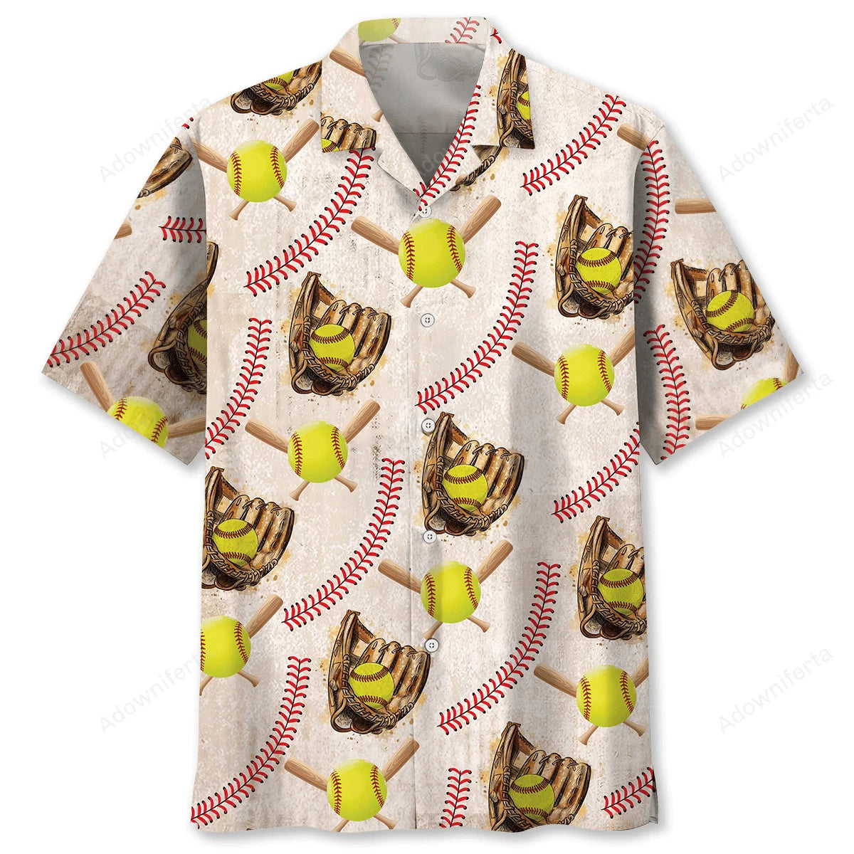 Vintage Softball Hawaiian Shirt, custom shirt gift for men