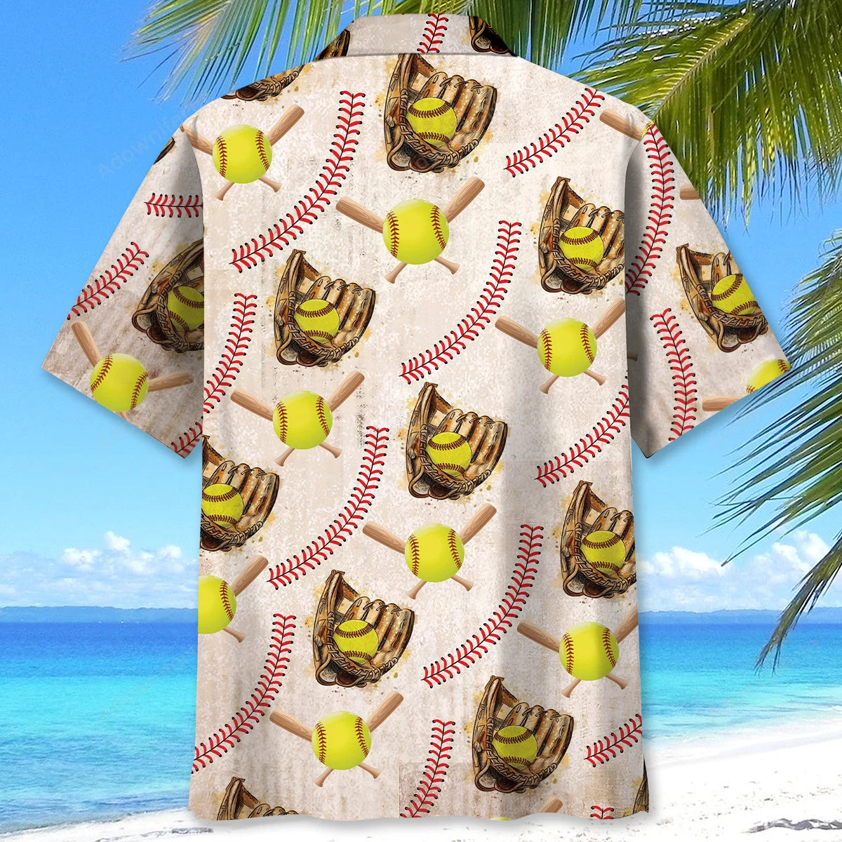 Vintage Softball Hawaiian Shirt, custom shirt gift for men (view 4)