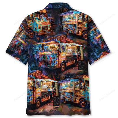 Vintage Street Food Truck Hawaiian Shirt, custom shirt gift for men (view 2)