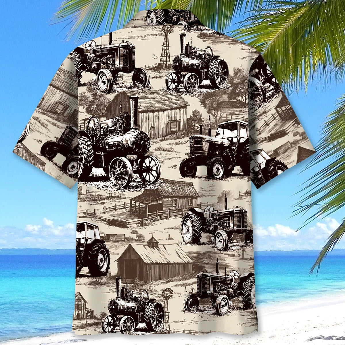 Vintage Tractor Hawaiian Shirt, custom shirt gift for men (view 4)