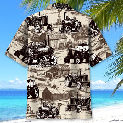 Vintage Tractor Hawaiian Shirt, custom shirt gift for men (view 4)