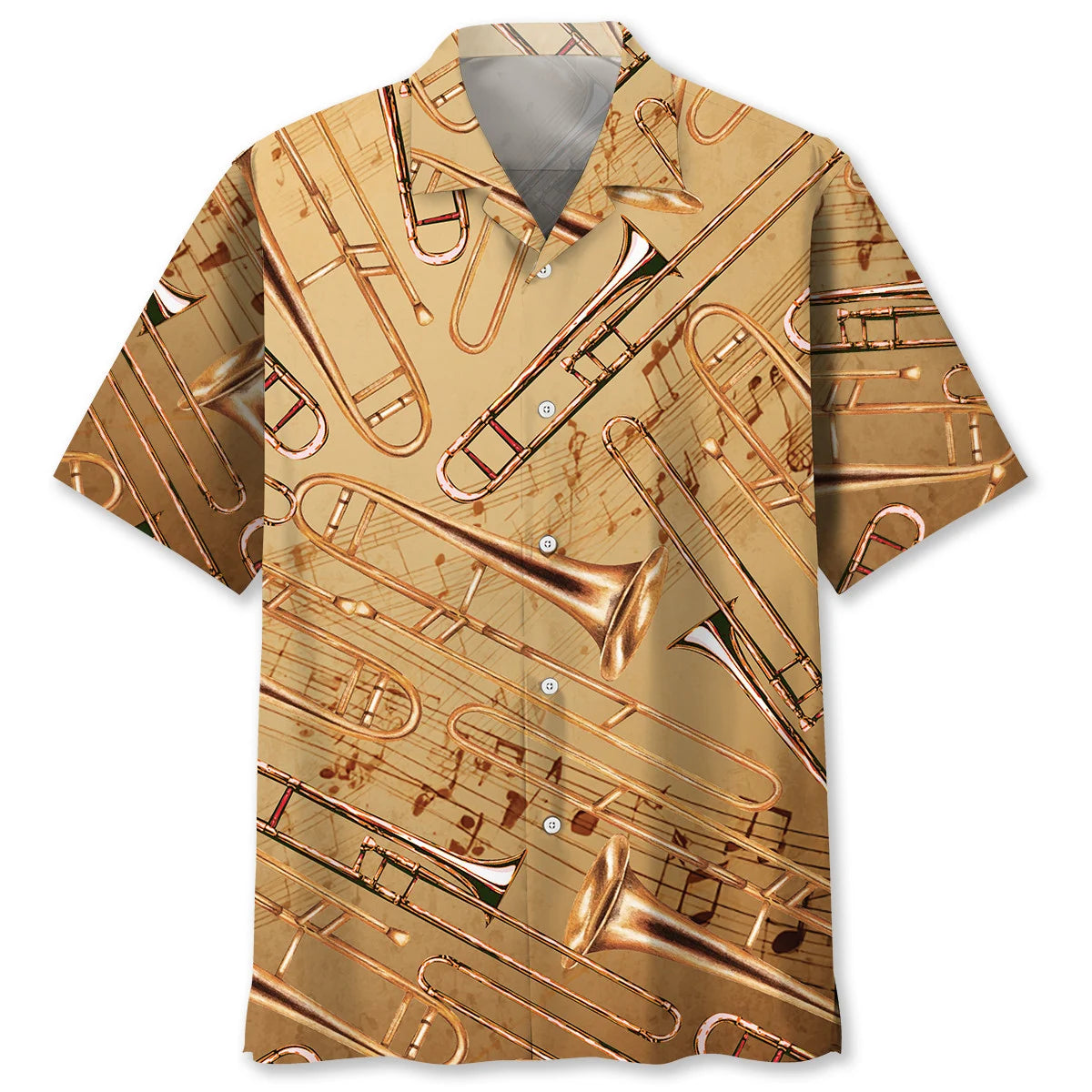 Vintage Trombone Hawaiian Shirt, custom shirt gift for men