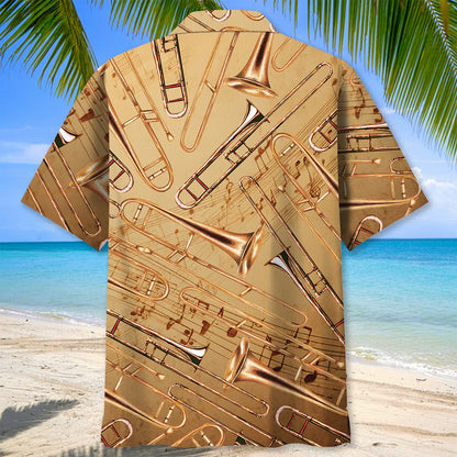 Vintage Trombone Hawaiian Shirt, custom shirt gift for men (view 4)