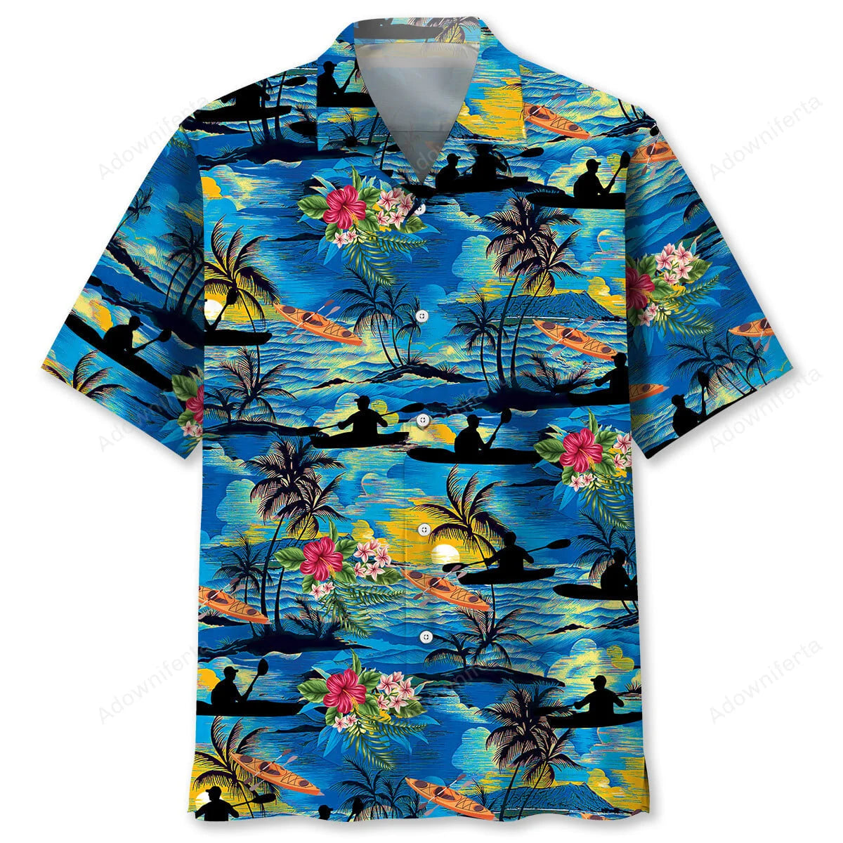 Vintage Tropical Kayaking Hawaiian Shirt, custom shirt gift for men (view 2)