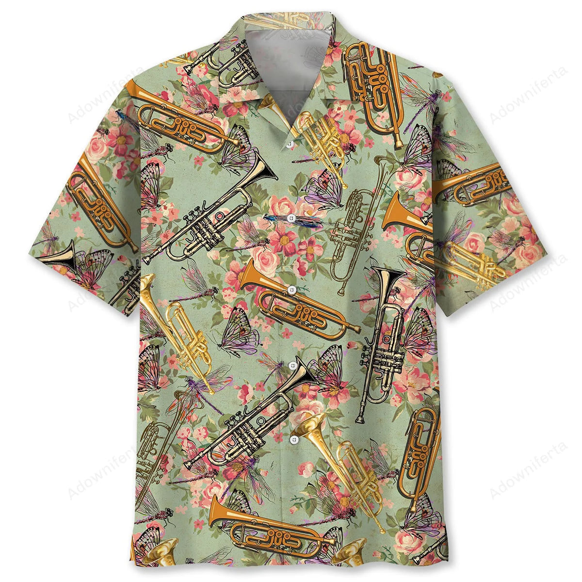 Vintage Trumpet Style Hawaiian Shirt, custom shirt gift for men (view 2)