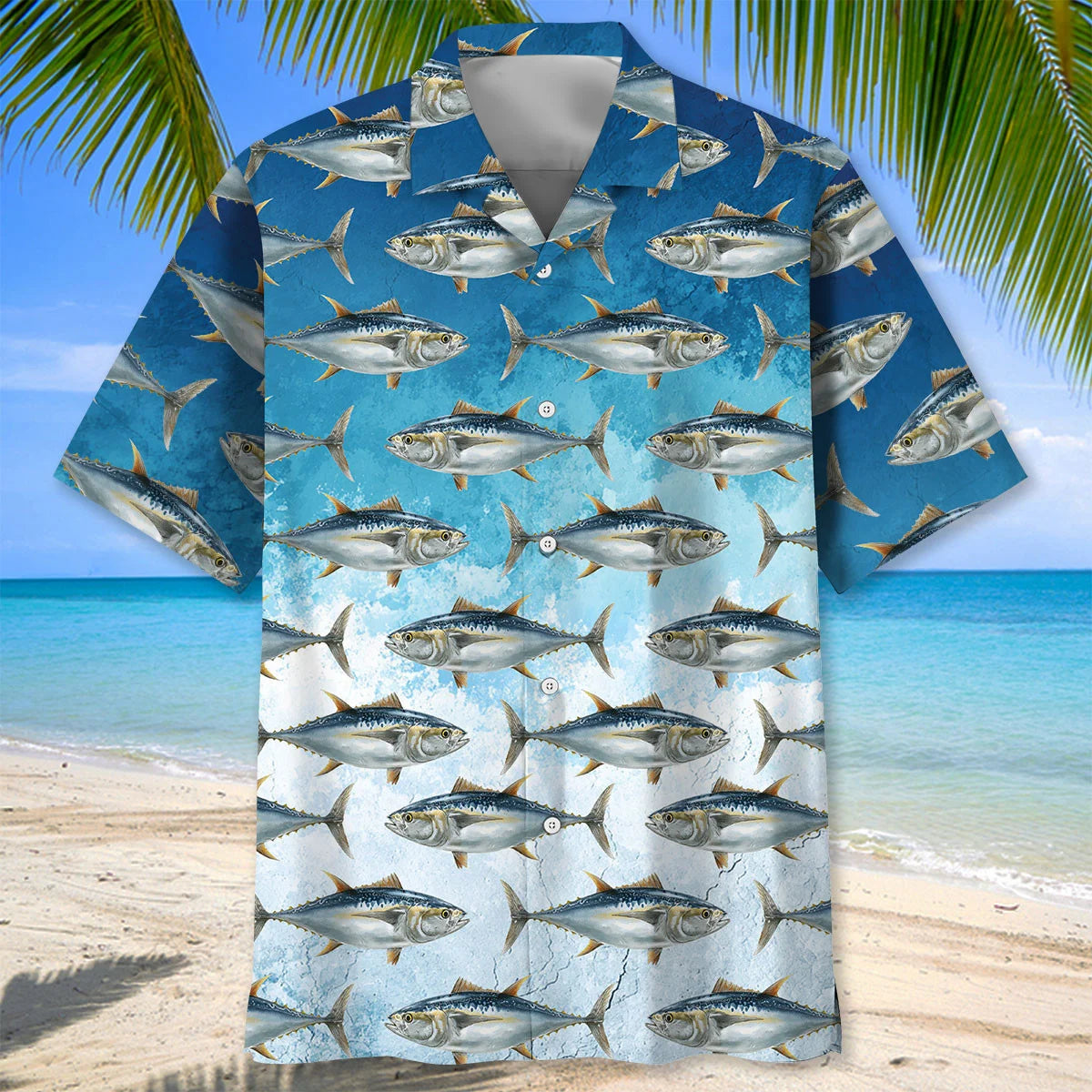 Vintage Tuna Fish Hawaiian Shirt, custom shirt gift for men (view 2)