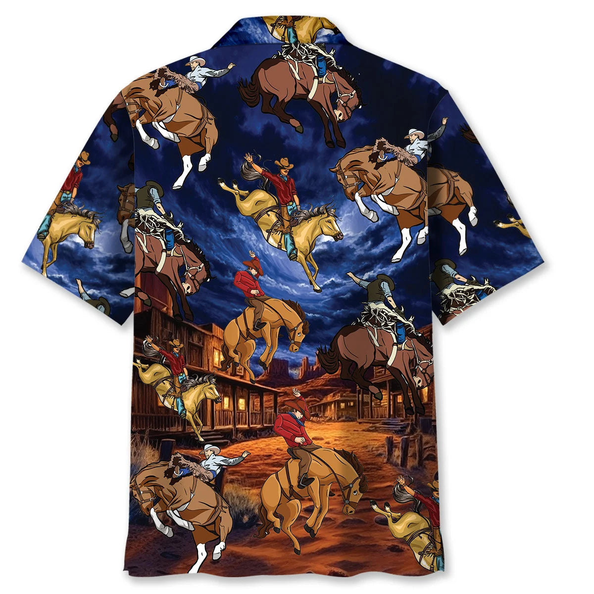 Vintage Wild West Night Cowboy Rodeo Show Hawaiian Shirt, custom shirt gift for men (view 3)