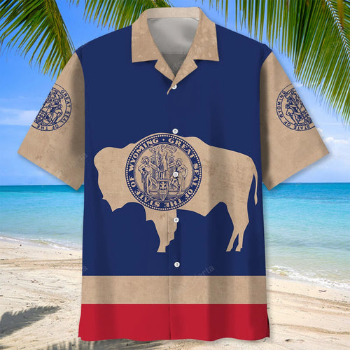 Vintage Wyoming the Equality State Hawaiian Shirt, custom shirt gift for men