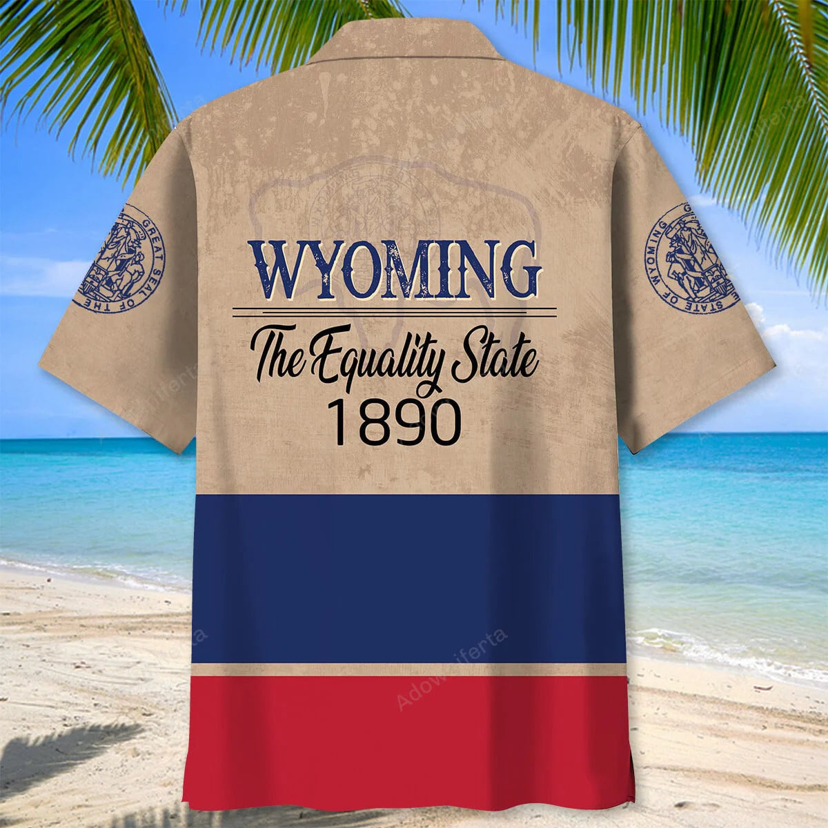 Vintage Wyoming the Equality State Hawaiian Shirt, custom shirt gift for men (view 3)