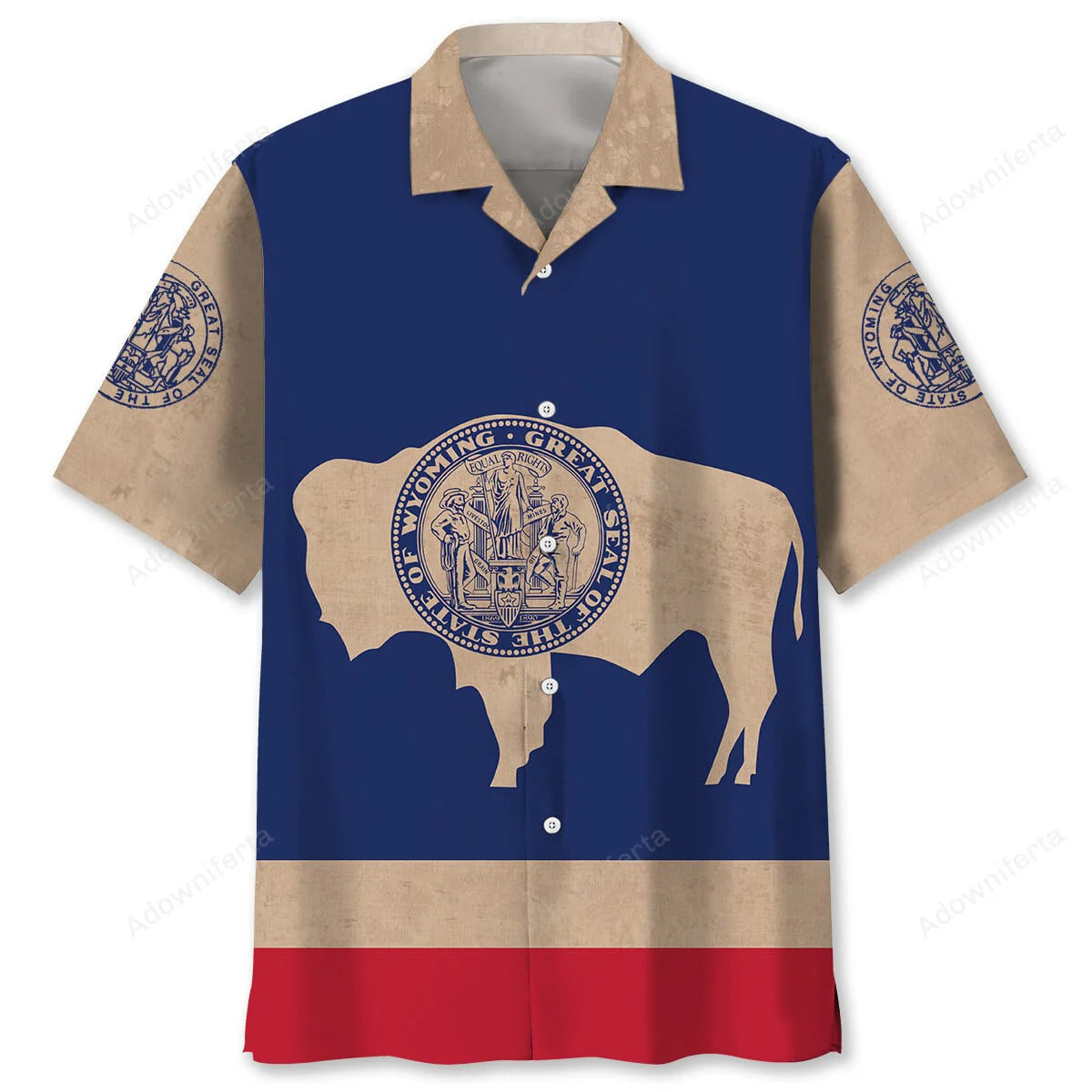 Vintage Wyoming the Equality State Hawaiian Shirt, custom shirt gift for men (view 4)