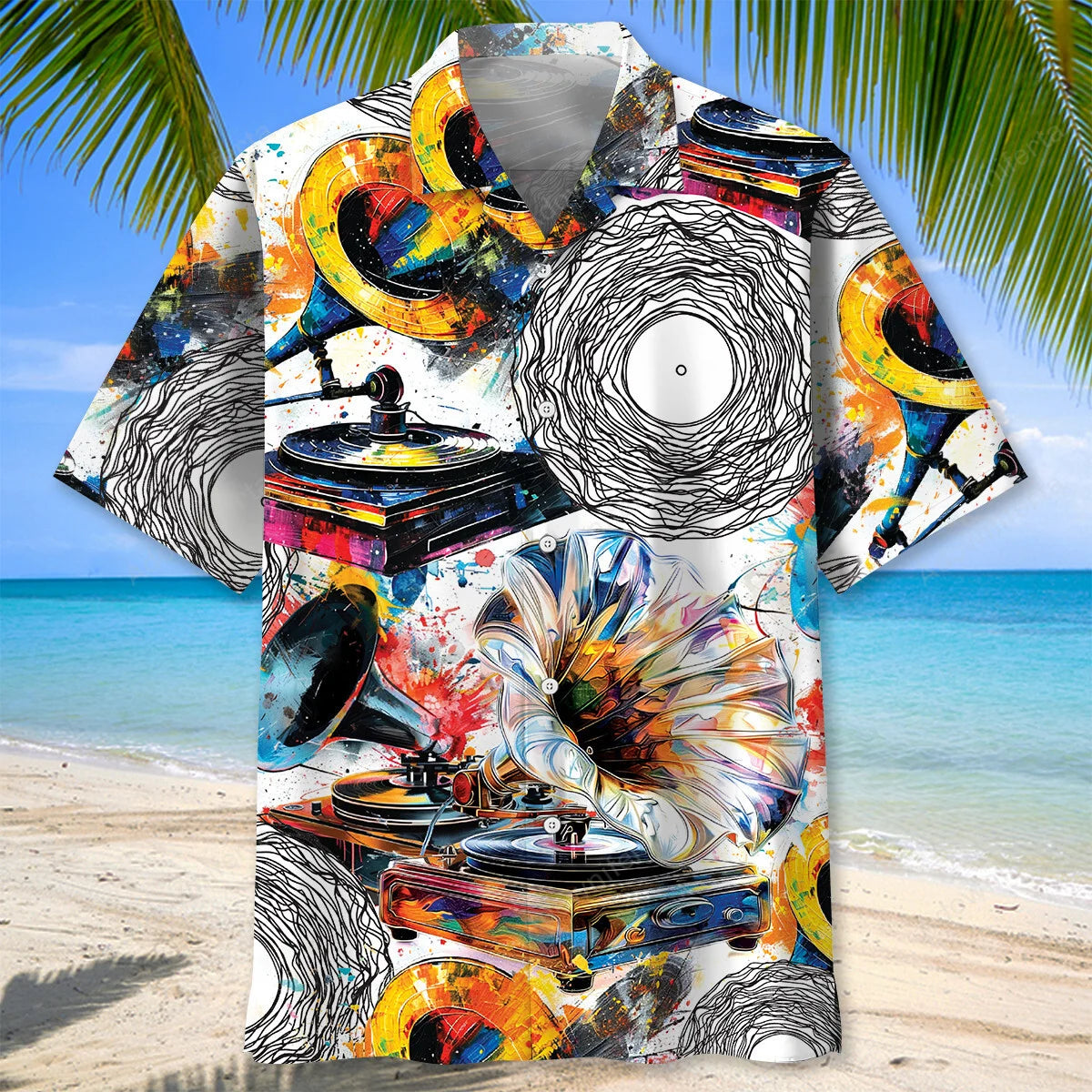 Vinyl Record Abstract Hawaiian Shirt, custom shirt gift for men