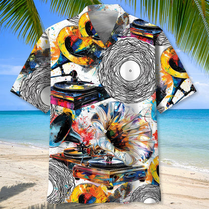 Vinyl Record Abstract Hawaiian Shirt, custom shirt gift for men