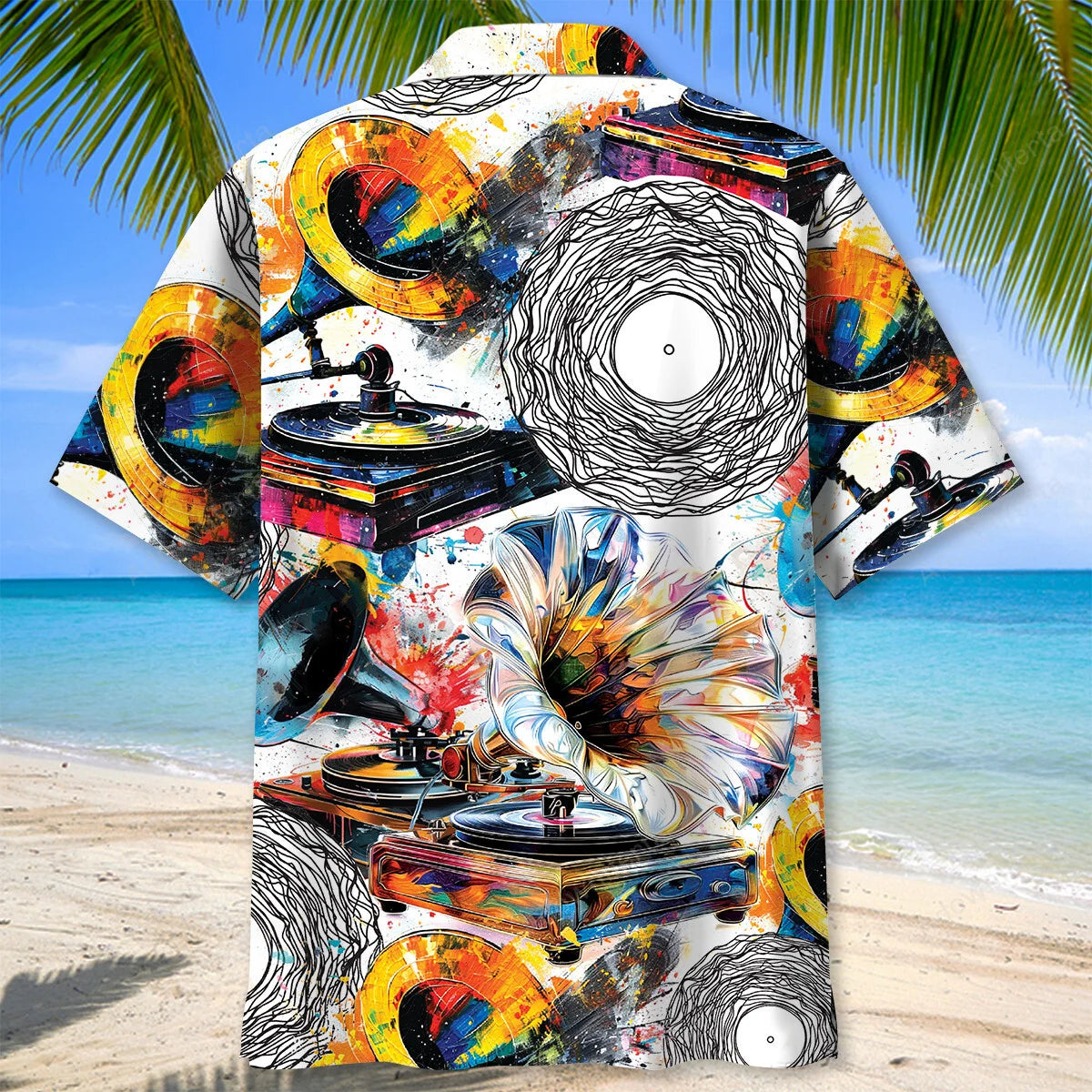 Vinyl Record Abstract Hawaiian Shirt, custom shirt gift for men (view 3)