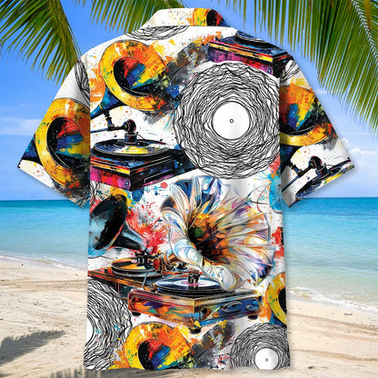 Vinyl Record Abstract Hawaiian Shirt, custom shirt gift for men (view 3)