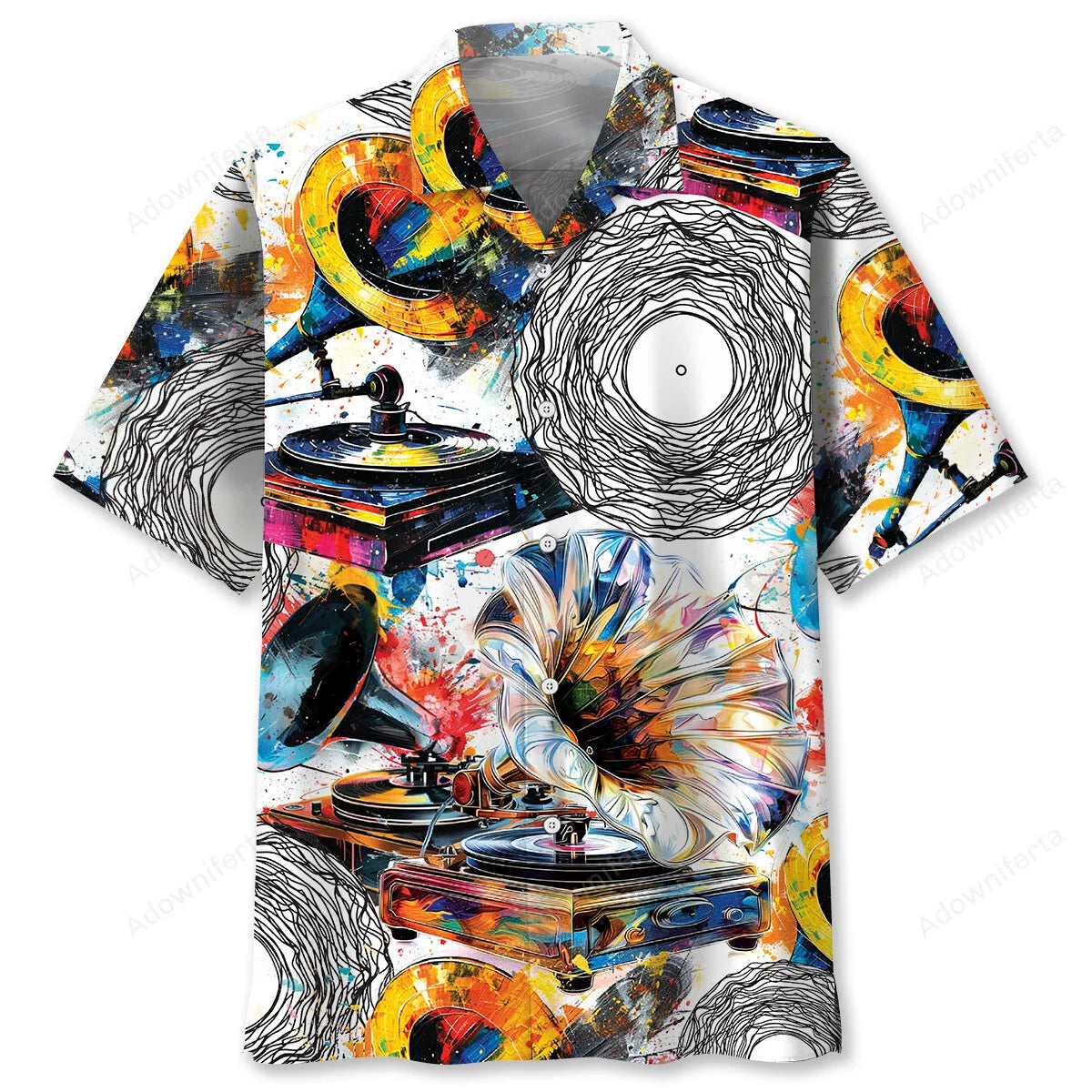 Vinyl Record Abstract Hawaiian Shirt, custom shirt gift for men (view 4)