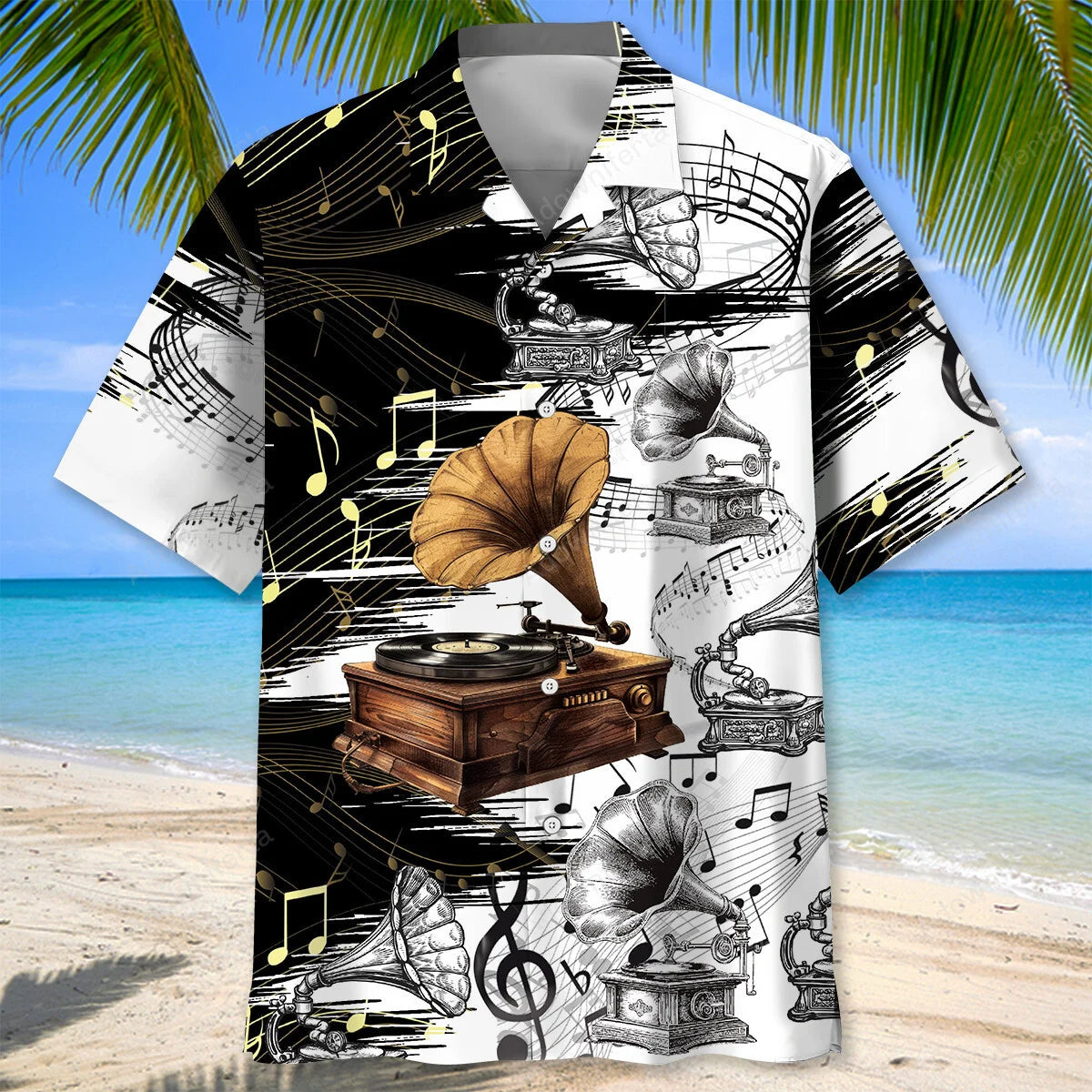 Vinyl Record Old Gramophone Hawaiian Shirt, custom shirt gift for men