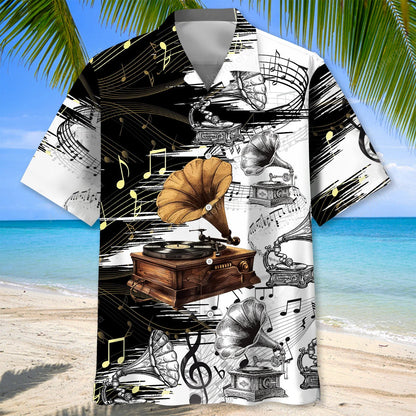 Vinyl Record Old Gramophone Hawaiian Shirt, custom shirt gift for men