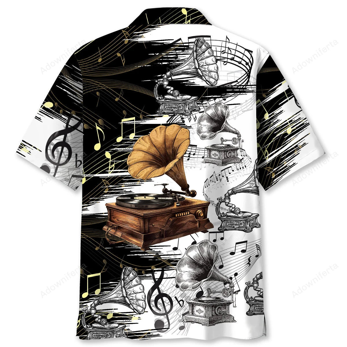 Vinyl Record Old Gramophone Hawaiian Shirt, custom shirt gift for men (view 2)