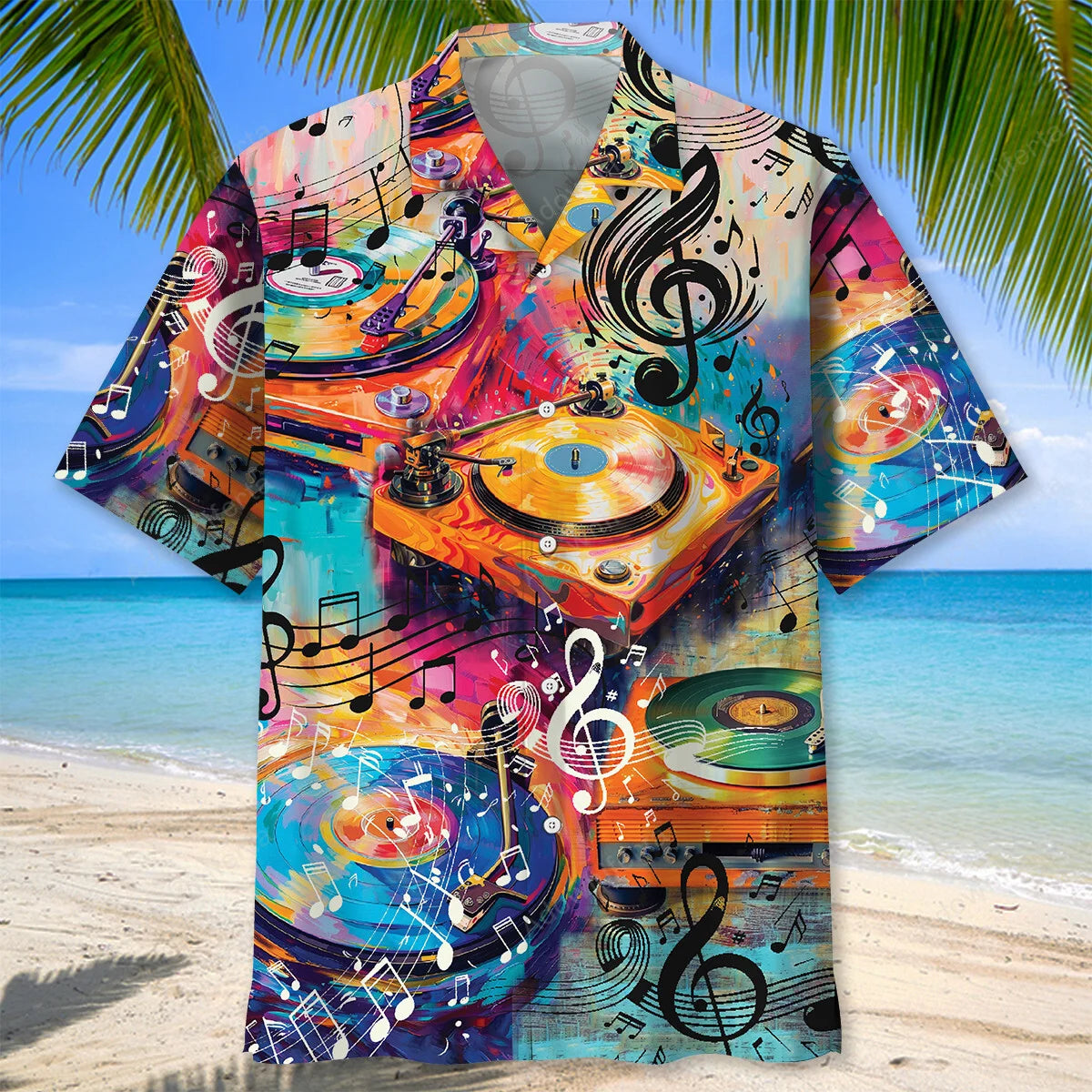 Vinyl Record Player Art Hawaiian Shirt, custom shirt gift for men