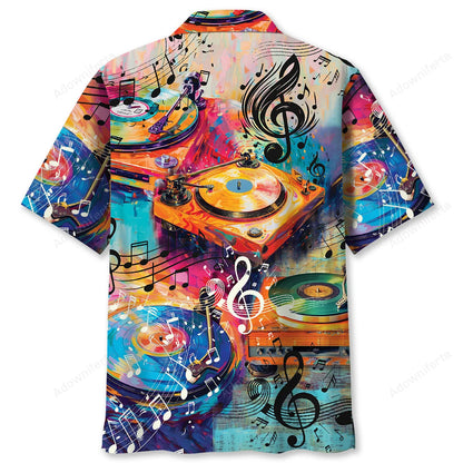 Vinyl Record Player Art Hawaiian Shirt, custom shirt gift for men (view 2)