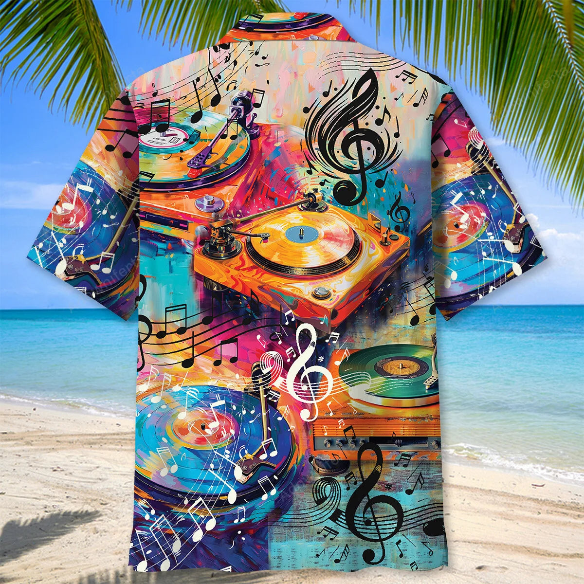 Vinyl Record Player Art Hawaiian Shirt, custom shirt gift for men (view 3)