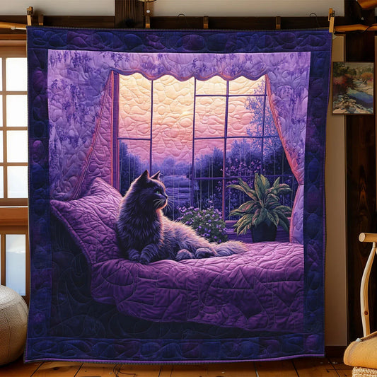 Violet Dream Cat Quilt Blanket
