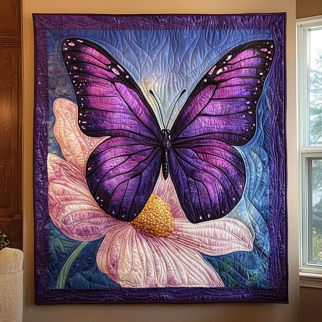 Violet Spirit Butterfly Quilt Blanket