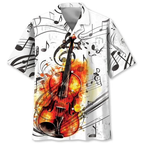 Violin Art Black White Hawaiian Shirt, custom shirt gift for men