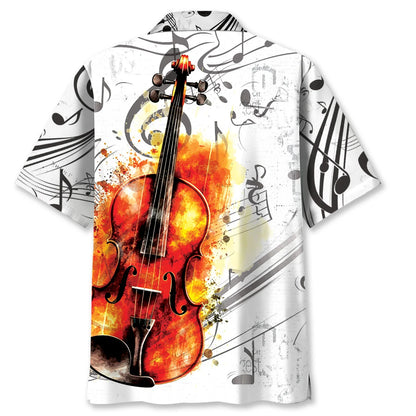 Violin Art Black White Hawaiian Shirt, custom shirt gift for men (view 3)