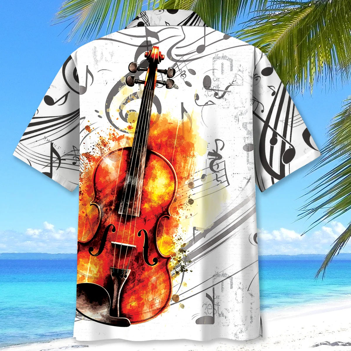 Violin Art Black White Hawaiian Shirt, custom shirt gift for men (view 4)
