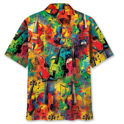 Violin Colorful Art Hawaiian Shirt, custom shirt gift for men (view 3)