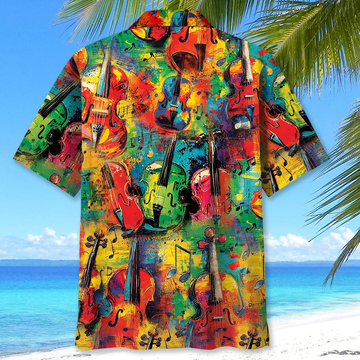 Violin Colorful Art Hawaiian Shirt, custom shirt gift for men (view 4)