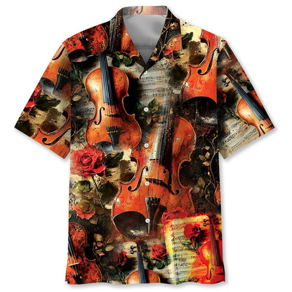 Violin Rose Hawaiian Shirt, custom shirt gift for men